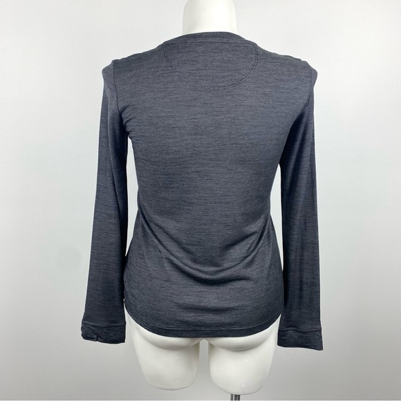 BOMBAS Dark Gray Long Sleeve Top Thumb Holes Merino Wool Blend Medium - Picture 8 of 12